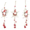 SUSPENSION SAPIN ETOILE COEUR LUTIN BOIS ROUGE