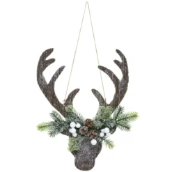SUSPENSION TETE RENNE BRANCHE 34CM
