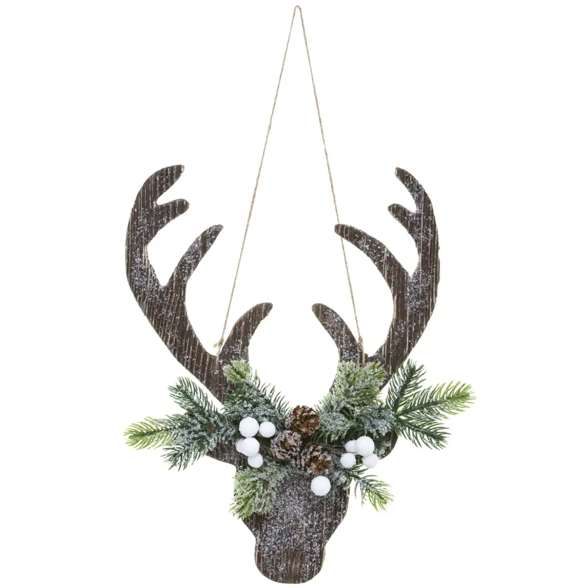 SUSPENSION TETE RENNE BRANCHE 34CM