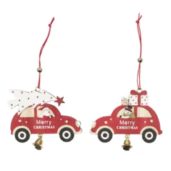 SUSPENSION VOITURE ROUGE EN BOIS