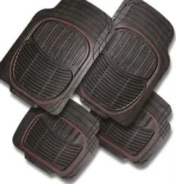 TAPIS AUTO 4 PCS CAOUTCHOUC DECOUPABLE LISERET ROUGE EXTREME