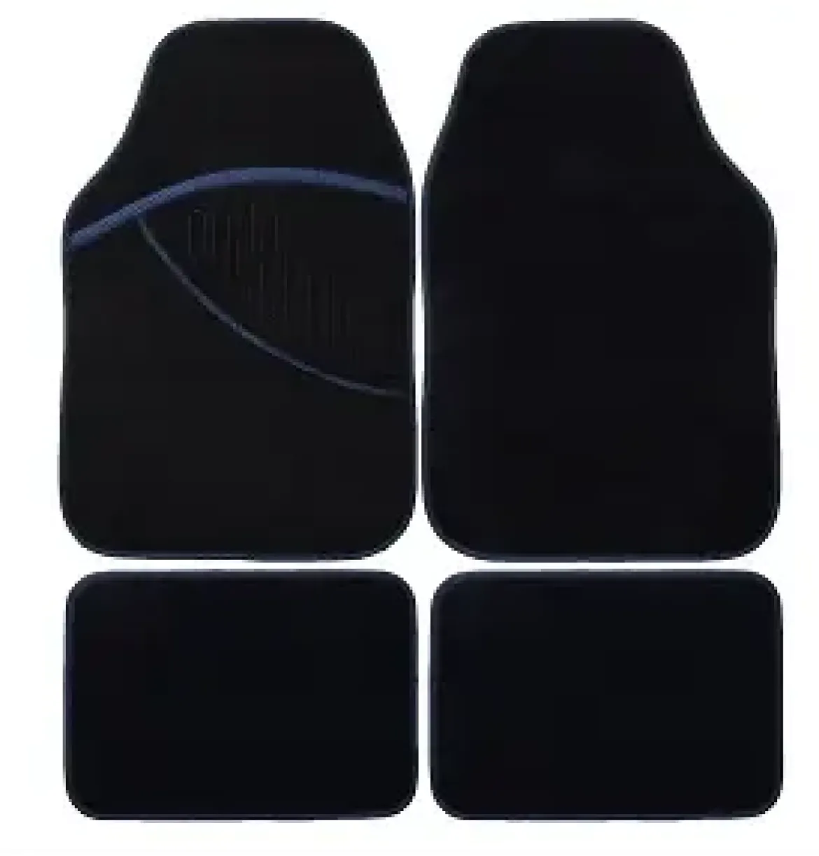 TAPIS AUTO 4 PCS MOQUETTE NOIR LISERET BLEU ELITE