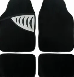 TAPIS AUTO 4 PCS MOQUETTE TALONNETTE PLASTIQUE DELTA