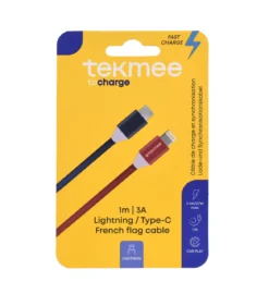 TEKMEE CABLE 1M 20W C LIGHTNING FRENCH FLAG