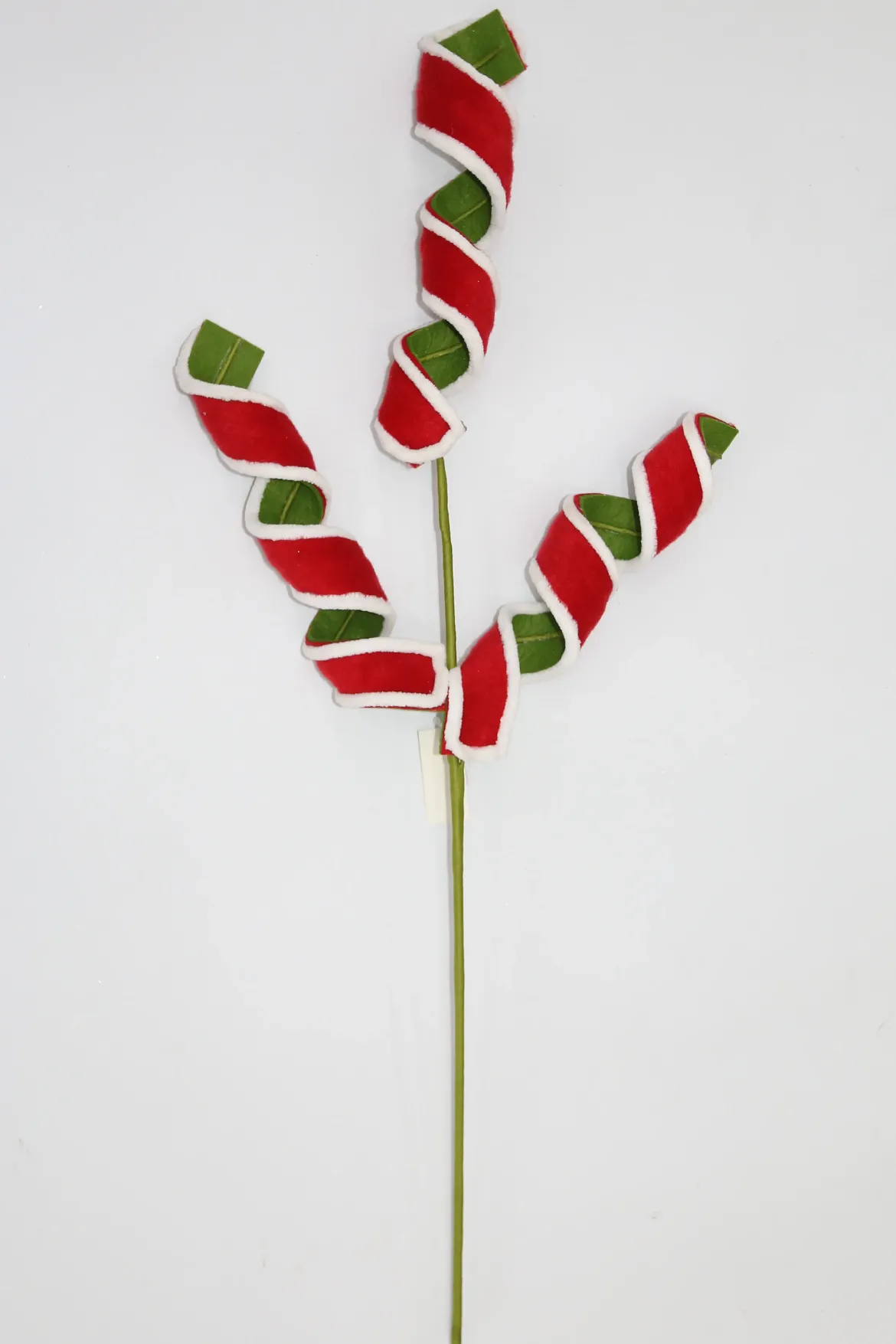 TIGE DECORATIVE TORSADEE VELOURS H.72CM ROUGE VERT
