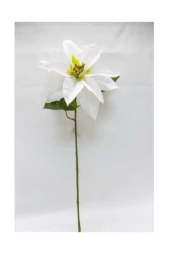 TIGE POINSETTIA VELOURS H.78CM BLANC