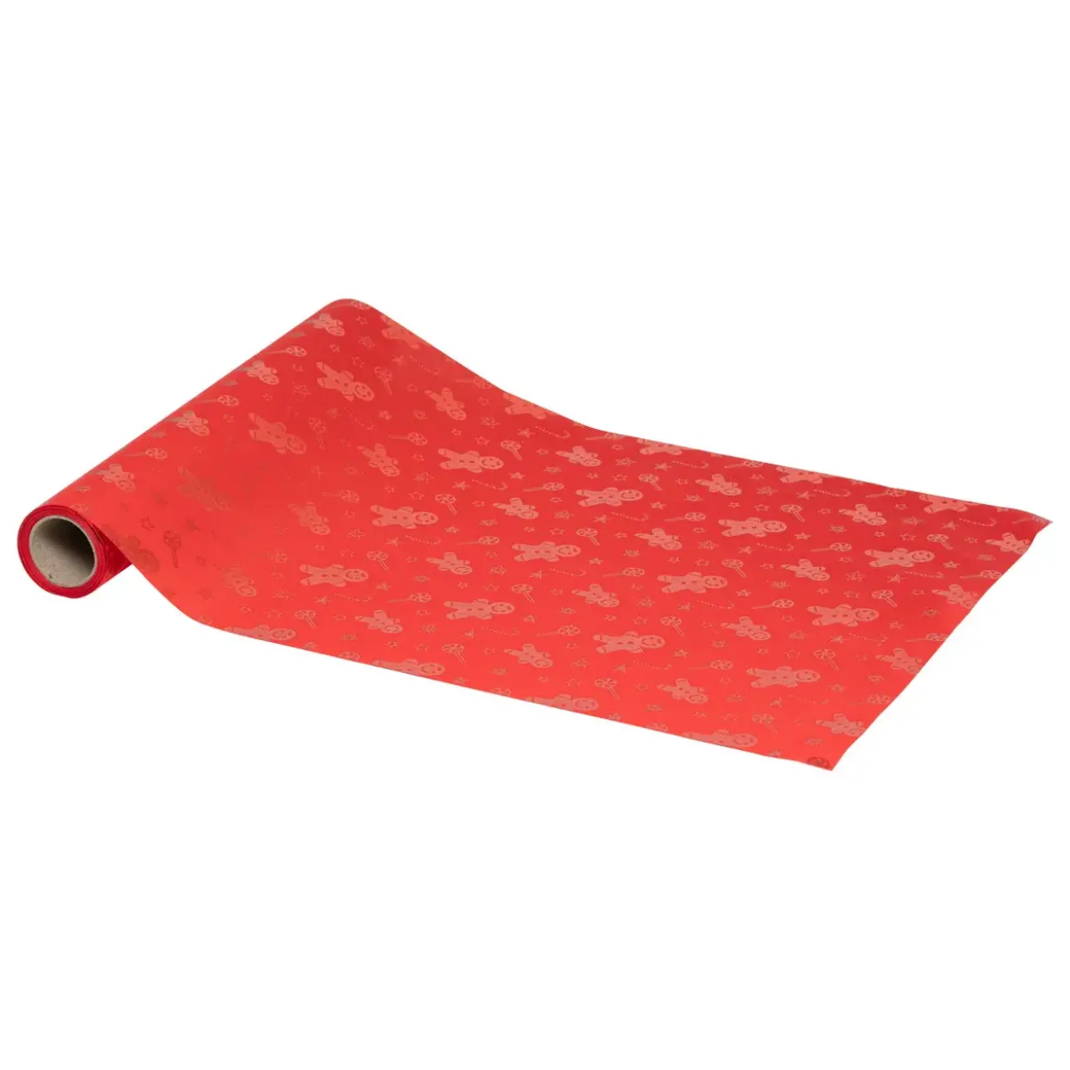 TISSU ROUGE MOTIF PAIN D EPICE 28X300CM