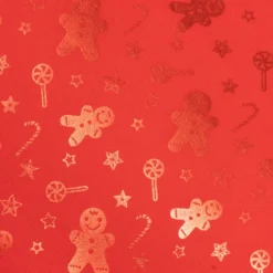 TISSU ROUGE MOTIF PAIN D EPICE 28X300CM
