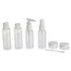 TROUSSE DE VOYAGE PVC ET 6 CONTENANTS VIDES TRANSPARENT BLAN