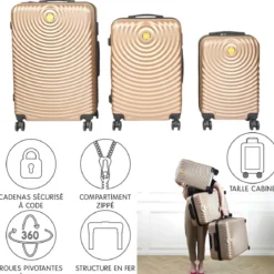 VALISE BEIGE 90L 47X76X31CM