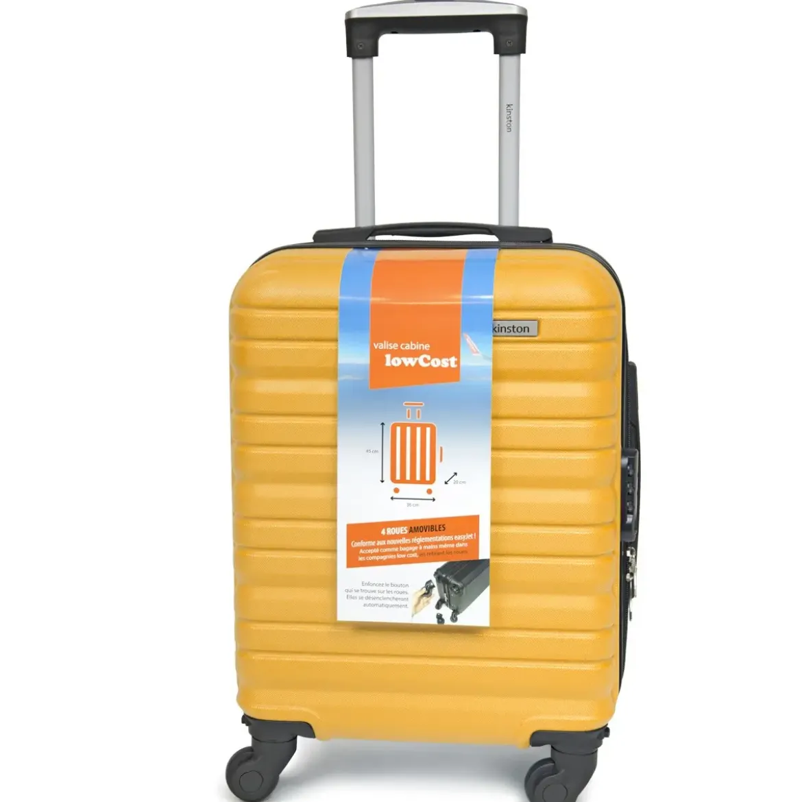 VALISE CABINE KINSTON JAUNE 50X36X20CM