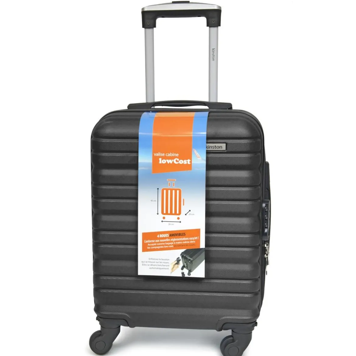 VALISE CABINE KINSTON NOIRE 50X36X20CM
