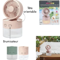 VENTILATEUR BRUMISATEUR USB LED ORIENTABLE