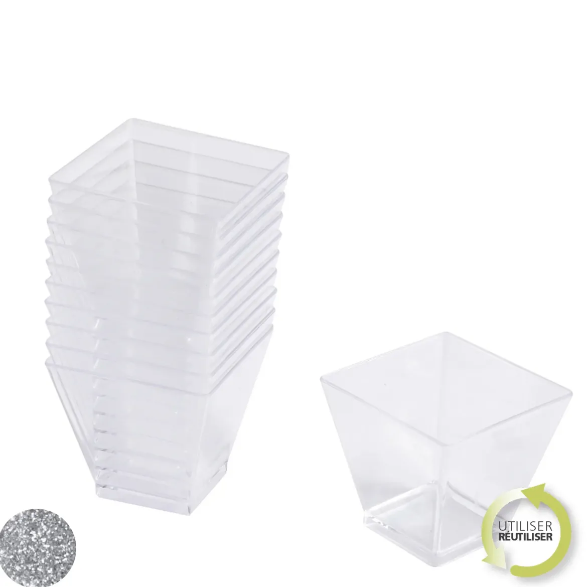 VERRINE MINI APERITIF CARRE ARGENT X25 PIECES