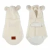 VESTE EFFET LAINE BOUCLEE CAPUCHE WOOLY TAILLE L 40CM ECRU