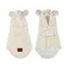 VESTE EFFET LAINE BOUCLEE CAPUCHE WOOLY TAILLE M 35CM ECRU