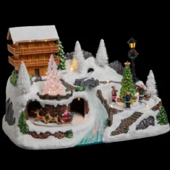 VILLAGE DE NOEL CHALET DANS SAPIN LUMINEUX