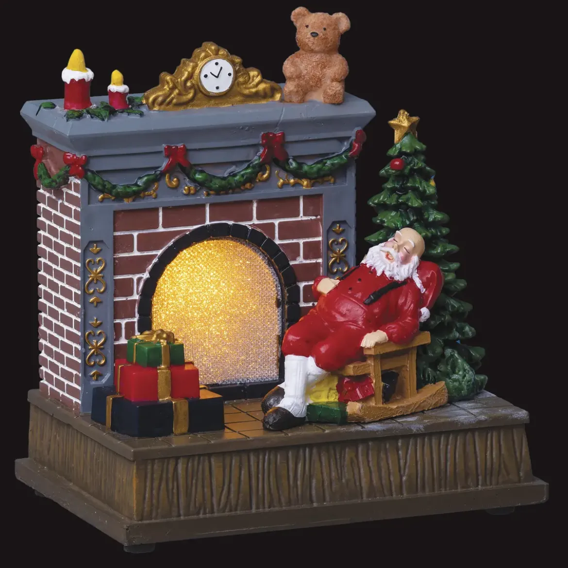 VILLAGE DE NOEL CHEMINEE DU PERE NOEL FEU 18 LEDS