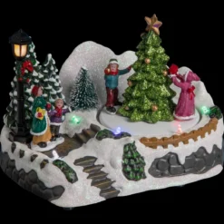 VILLAGE DE NOEL SAPIN ET ENFANTS A PILE 6 LEDS