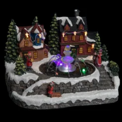 VILLAGE DE NOEL SCENE FONTAINE ENFANT