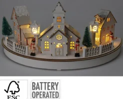 VILLAGE LUMINEUX BOIS CERCLE LED L.20CM