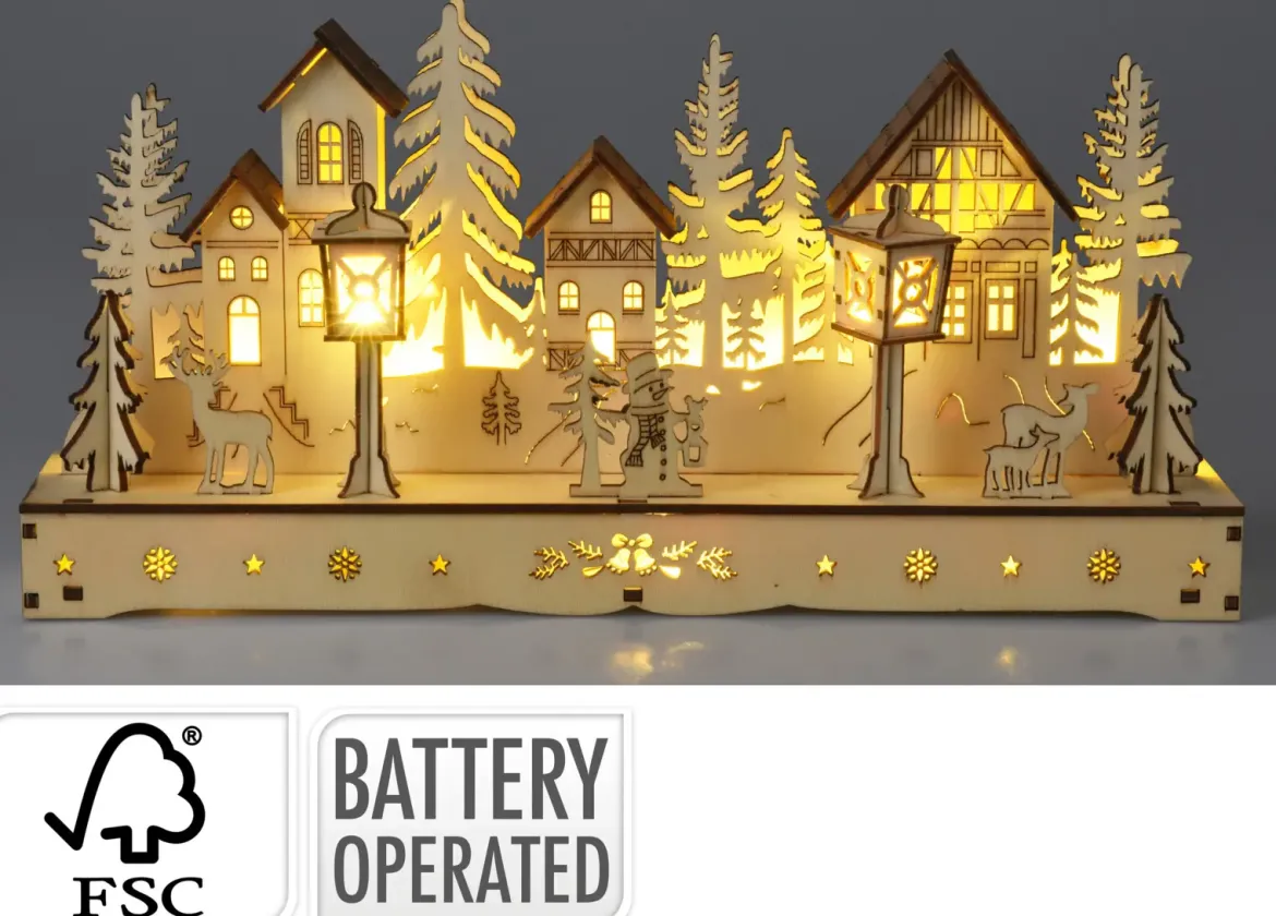 VILLAGE LUMINEUX BOIS L.30CM LED