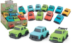 VOITURES 9CM 1ER AGE EN MATIERE VEGETALE ROUES LIBRES